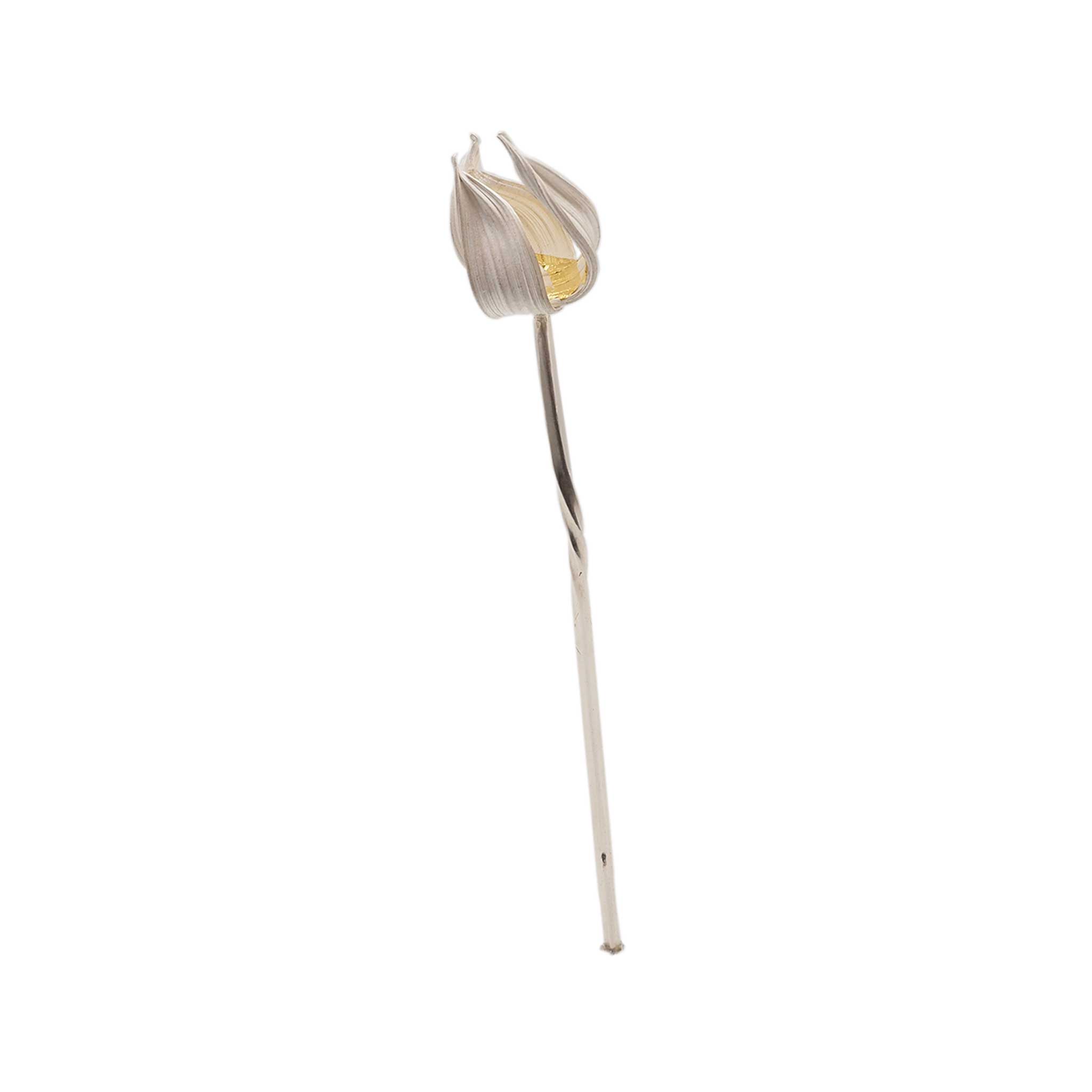 Moonlit Flowers Hair Pin in Silver with 24ct Gold